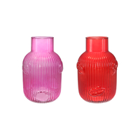 Valentine's Day Lip Relief Engraved Colored Glass Flower Vase YD-VL-078