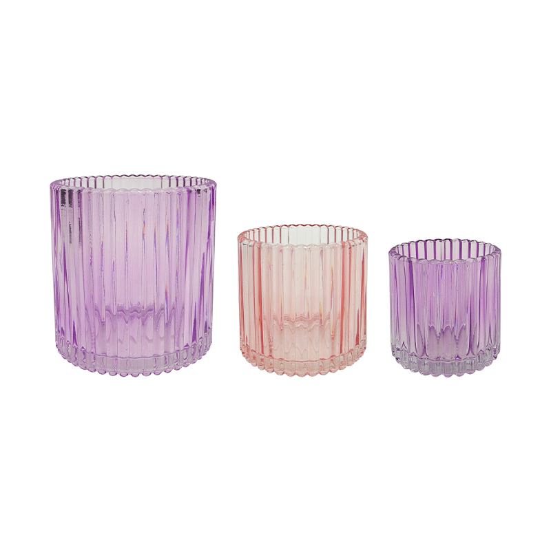 Striped Glass Candle Holder Set YD-ND-378