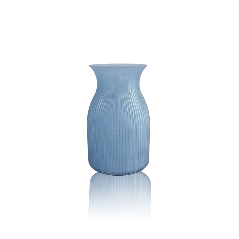 Curved Striped Frosted Glass Vase YD-OBS-069