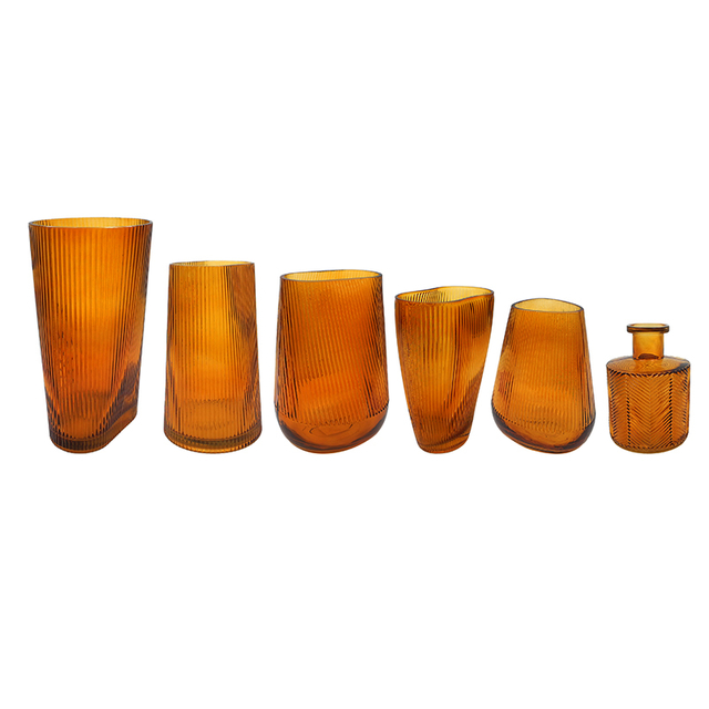 Brown Striped Glass Vase YD-TDH-093