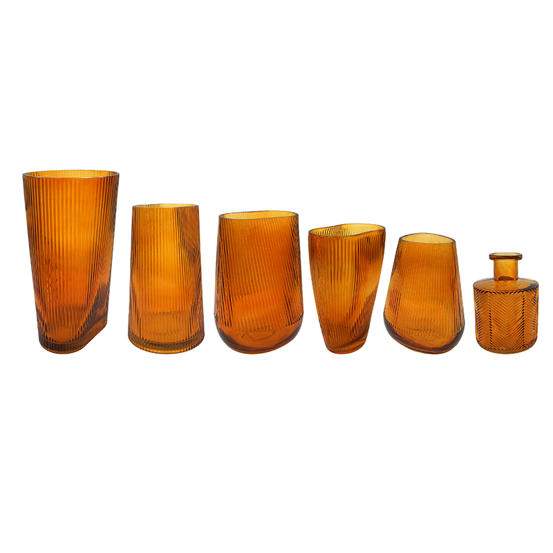 Brown Striped Glass Vase YD-TDH-093