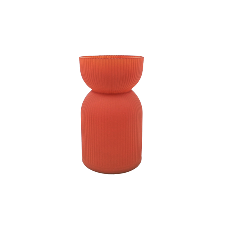 Striped Frosted And Spray-colored Glass Vase YD-ND-466