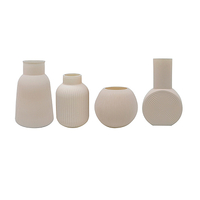 Khaki Frosted Striped Glass Vase YD-ND-468
