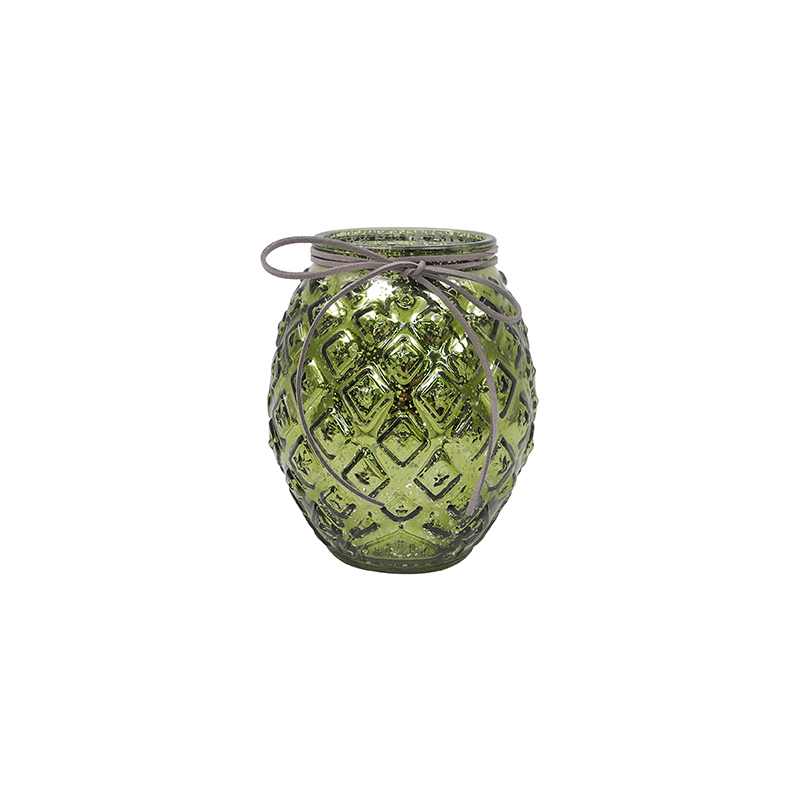 Electroplated Shattered Silver Glass Candle Holder YD-TDH-078