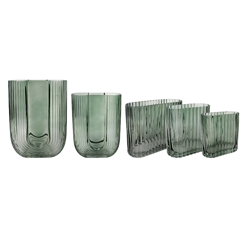 Green Striped Spray-colored Glass Vase YD-TDH-088