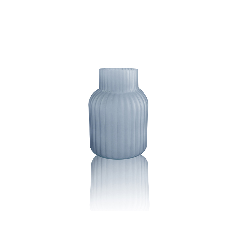 Striped Frosted Glass Vase YD-OBS-062