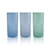 Embossed Marine Color Frosted Glass Vase YD-OBS-078