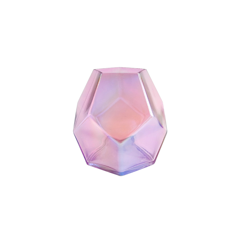 Polygonal Multicolored Plated Glass Vase YD-VL-055