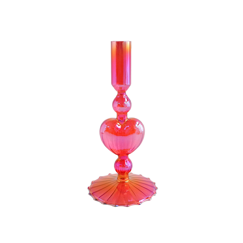 Red Multicolored Plated Glass Candle Holder YD-VL-059