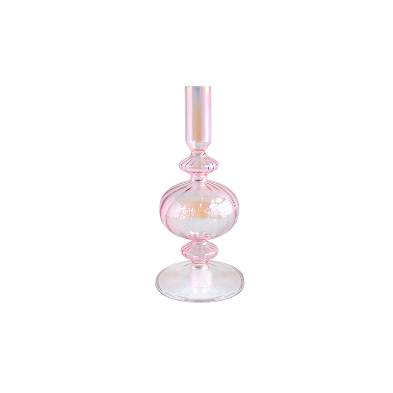 Pink Multicolored Plated Glass Candle Holder YD-VL-057