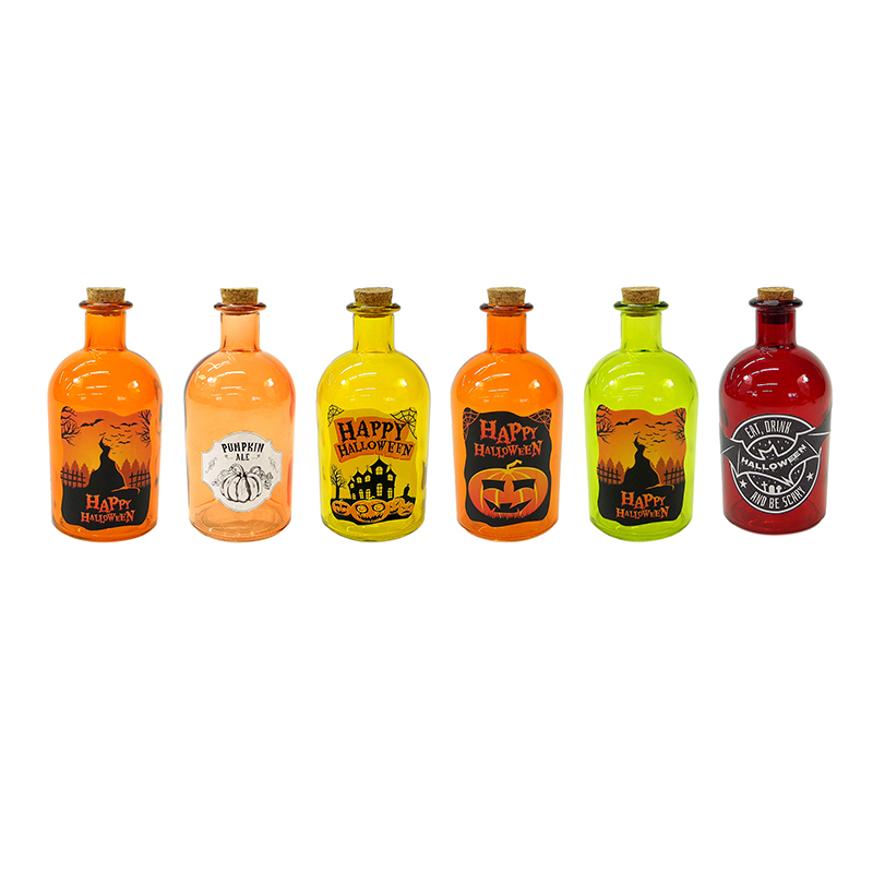 Colorful Halloween Pattern Glass Bottle YD-HAL-070
