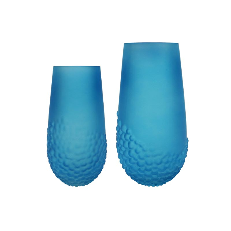 Segmented Relief Frosted Glass Vase YD-OBS-148