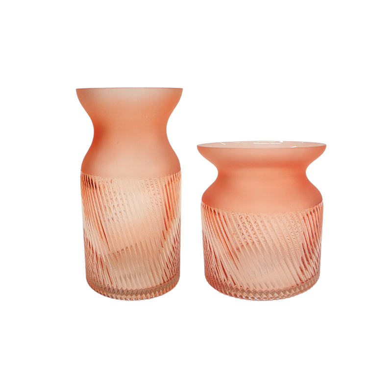Orange Segmented Frosted Glass Vase YD-SS-109