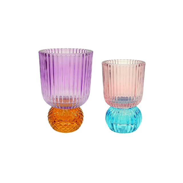 Dual Purpose Striped Spray Glass Candle Holder YD-ND-412