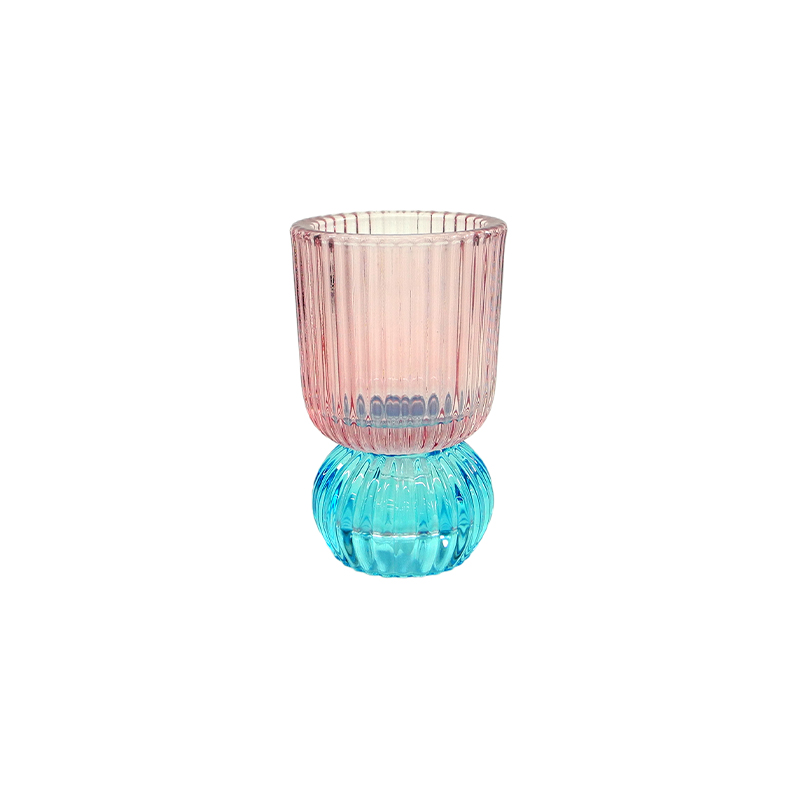 Dual Purpose Striped Spray Glass Candle Holder YD-ND-412