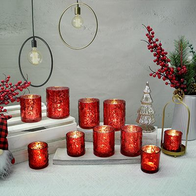 Red Christmas Candle Holder & Wax Bottle YD-ND-038