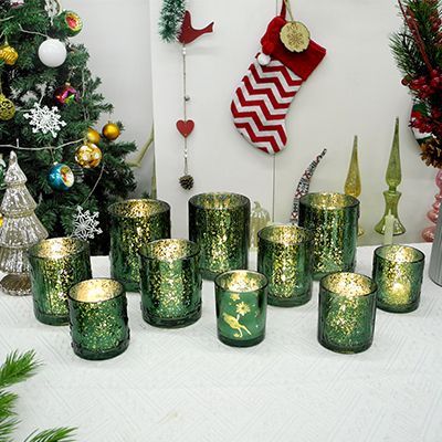 Dark Green Christmas Candle Holder & Wax Bottle YD-ND-040