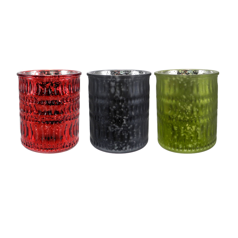 Line Texture Electroplated Silver Fragments Candleholder YD-TDH-160