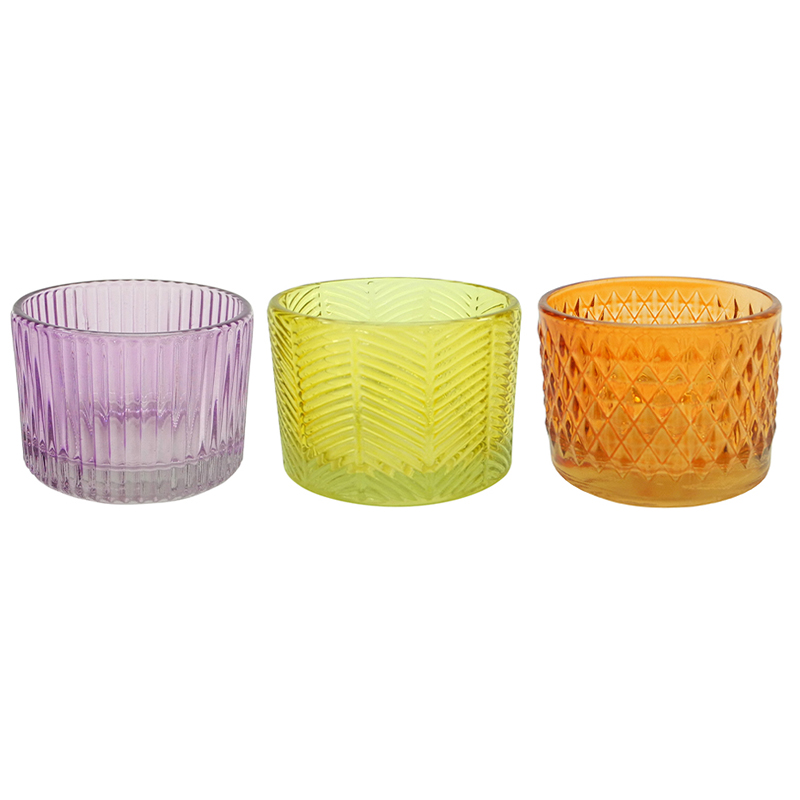 Texture Spray Color Glass Candle Holder YD-ND-376