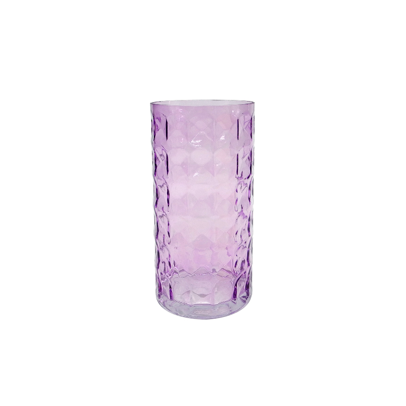 Diamond Textured Cutout Spray-painted Glass Vase YD-ND-330