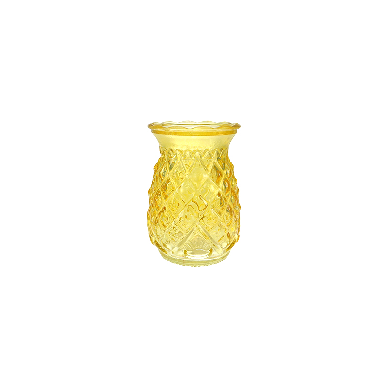 Diamond-shaped Patterned Colored Glass Vase YD-SS-174