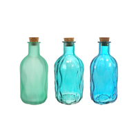 Wave-patterned Ocean-colored Glass Bottle YD-OBS-157