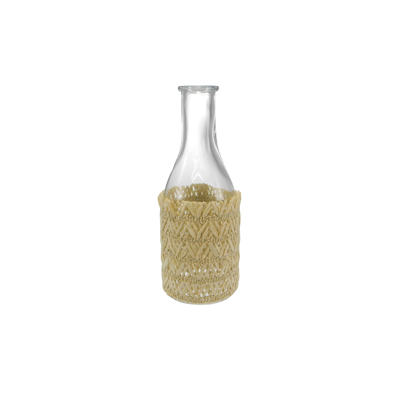 Khaki-colored Woven Small Glass Bottle YD-ACC-072