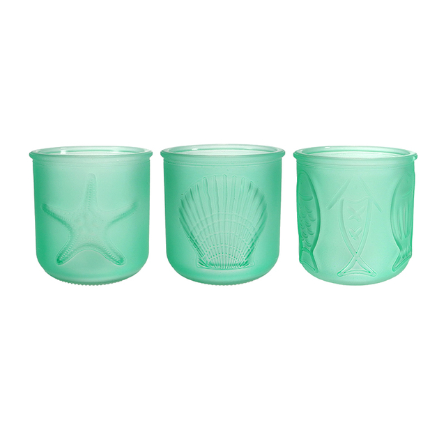 Ocean-patterned Glass Candle Cup YD-OBS-150