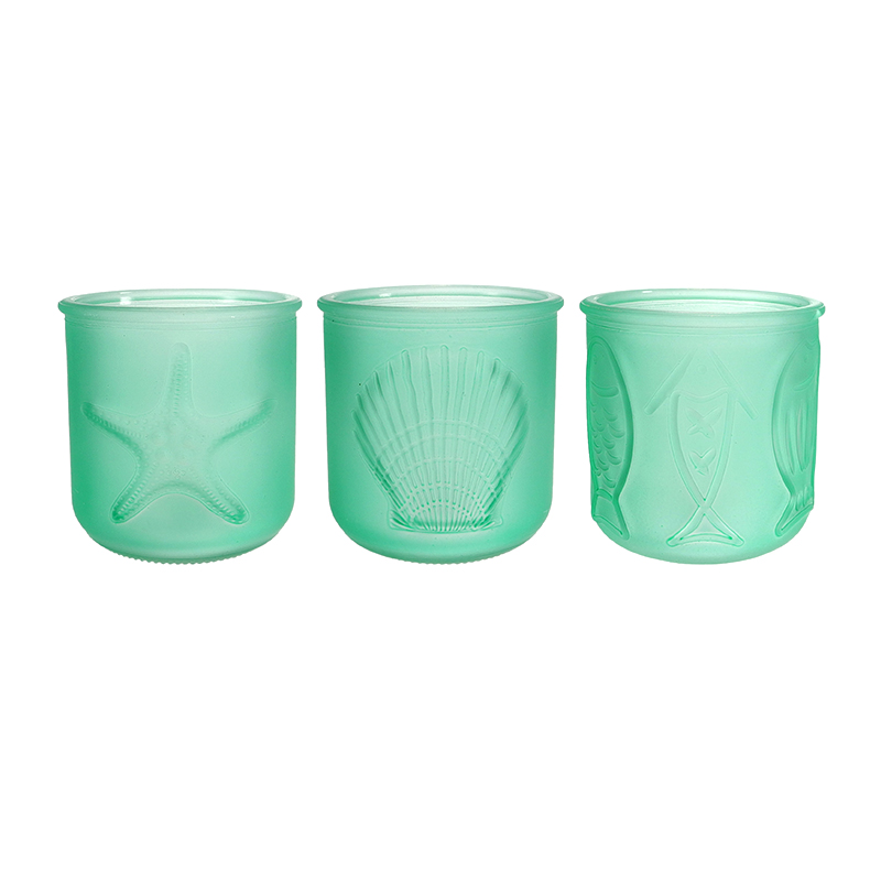 Ocean-patterned Glass Candle Cup YD-OBS-150