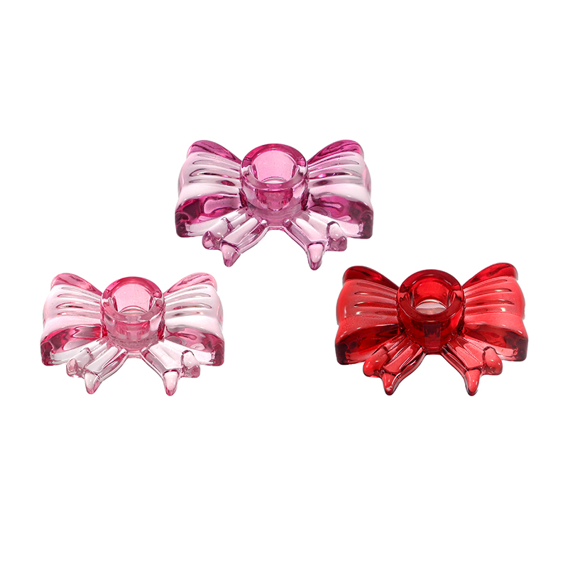Valentine's Day Bow-shaped Colored Glass Candlestick YD-VL-087