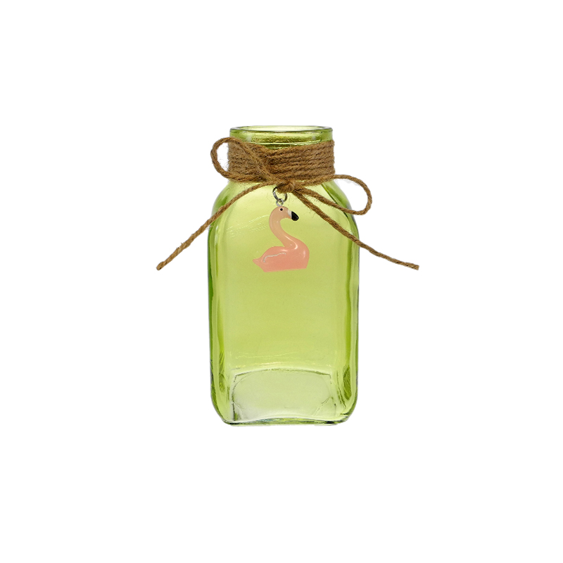 Flamingo Pendant Glass Vase with Colored Glass Flowers YD-SS-165