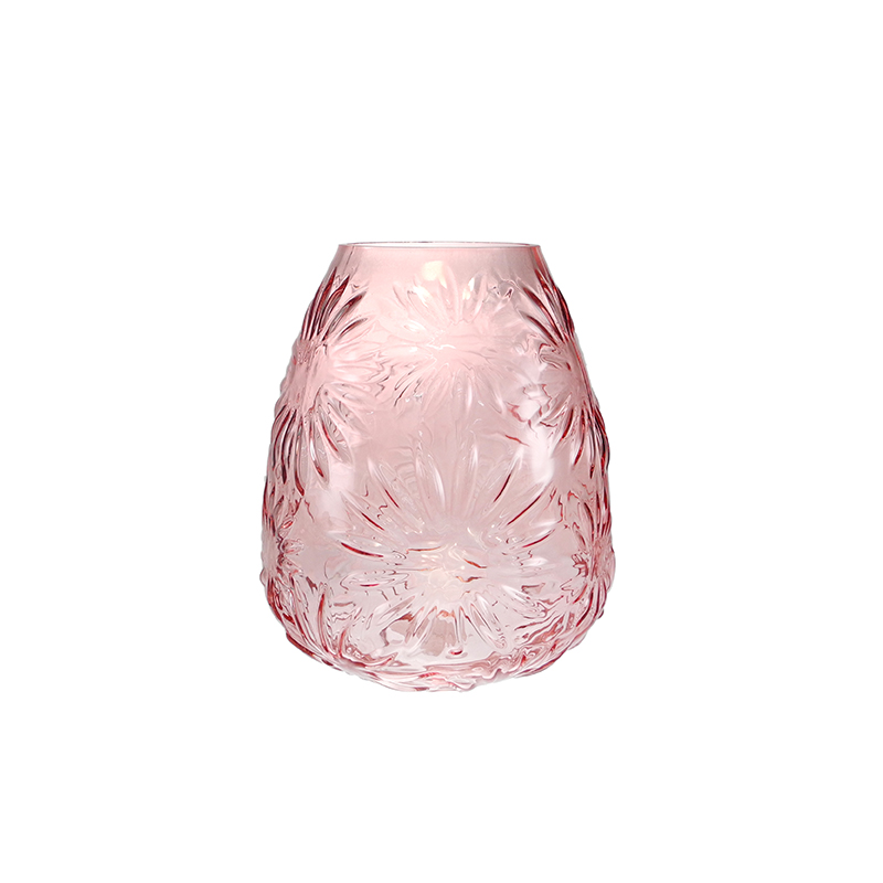 Pink Flower Relief Glass Vase YD-SS-156