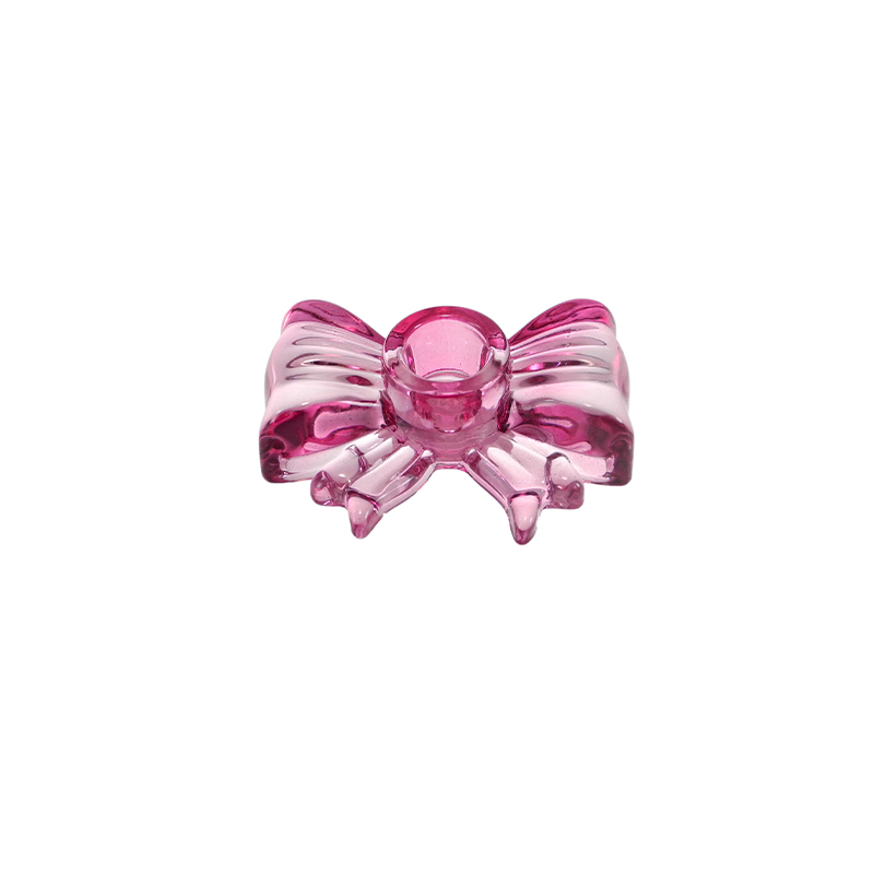 Valentine's Day Bow-shaped Colored Glass Candlestick YD-VL-087