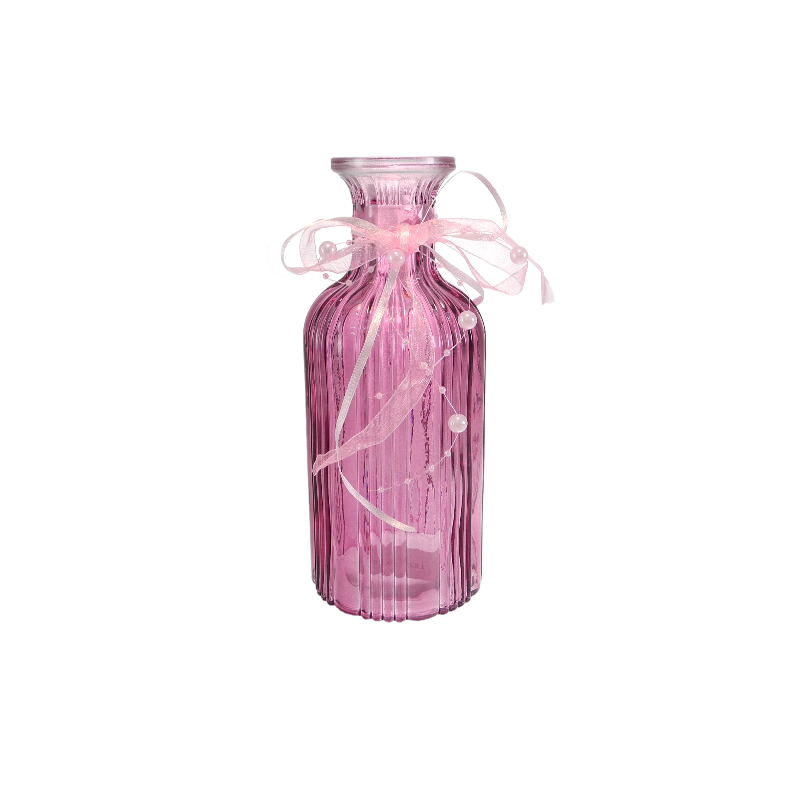 Pearl Ribbon-decorated Glass Vase YD-VL-094