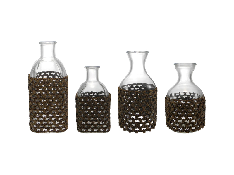 Coffee-colored Straw-woven Glass Bottle YD-ACC-066
