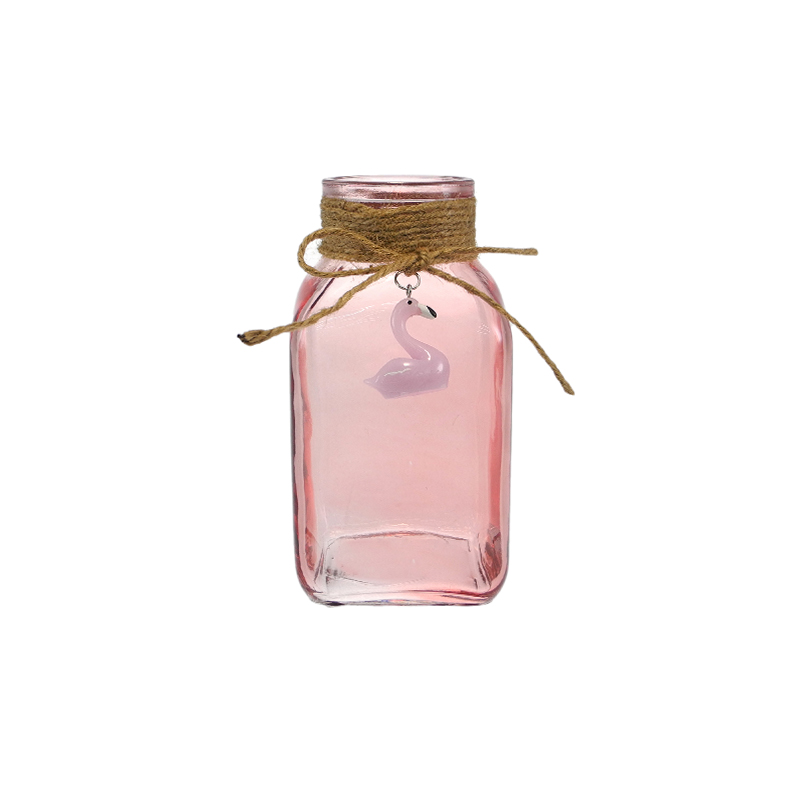 Flamingo Pendant Glass Vase with Colored Glass Flowers YD-SS-165