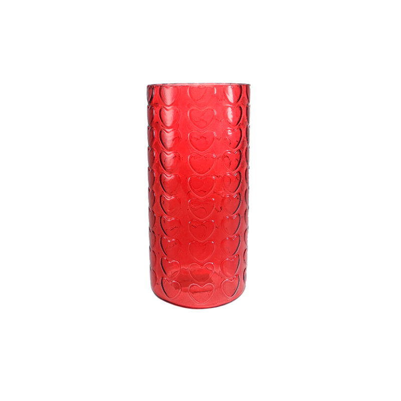 Heart-shaped Textured Spray-painted Glass Vase YD-VL-089