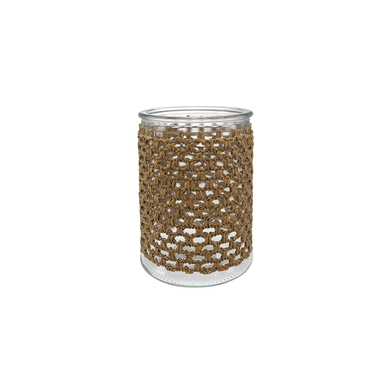 Straight-shaped Brown Woven Glass Bottle YD-ACC-068