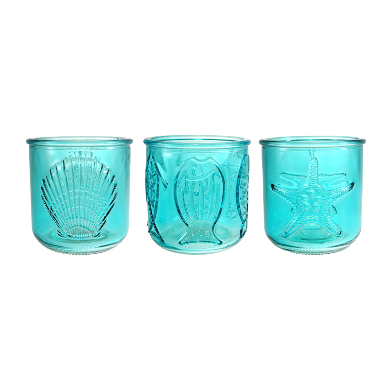 Ocean-patterned Glass Candle Cup YD-OBS-150