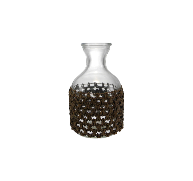 Coffee-colored Straw-woven Glass Bottle YD-ACC-066