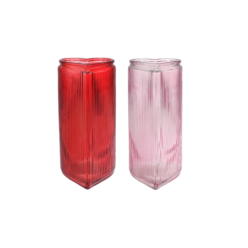 Love-themed Striped Colored Glass Vase YD-VL-092