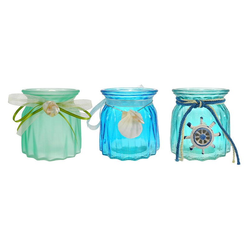 Hanging Rope Decoration with Colored Glass Flower Vase YD-OBS-159