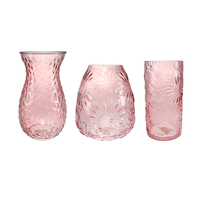Pink Flower Relief Glass Vase YD-SS-156