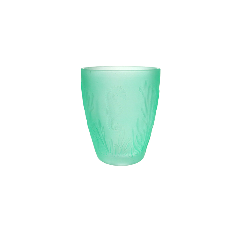 Ocean-patterned Conical Glass Cup YD-OBS-151
