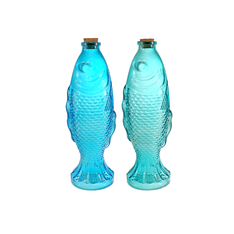 Fish-shaped Colored Glass Decorative Bottle YD-OBS-154