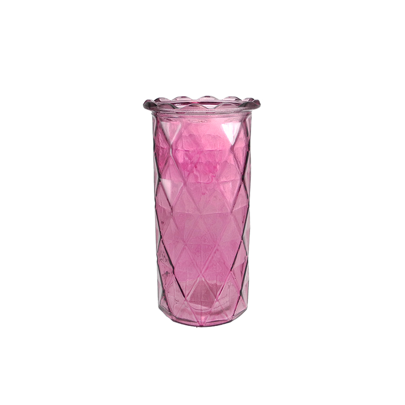 Diamond-patterned Valentine's Day Colored Glass Flower Vase YD-VL-098