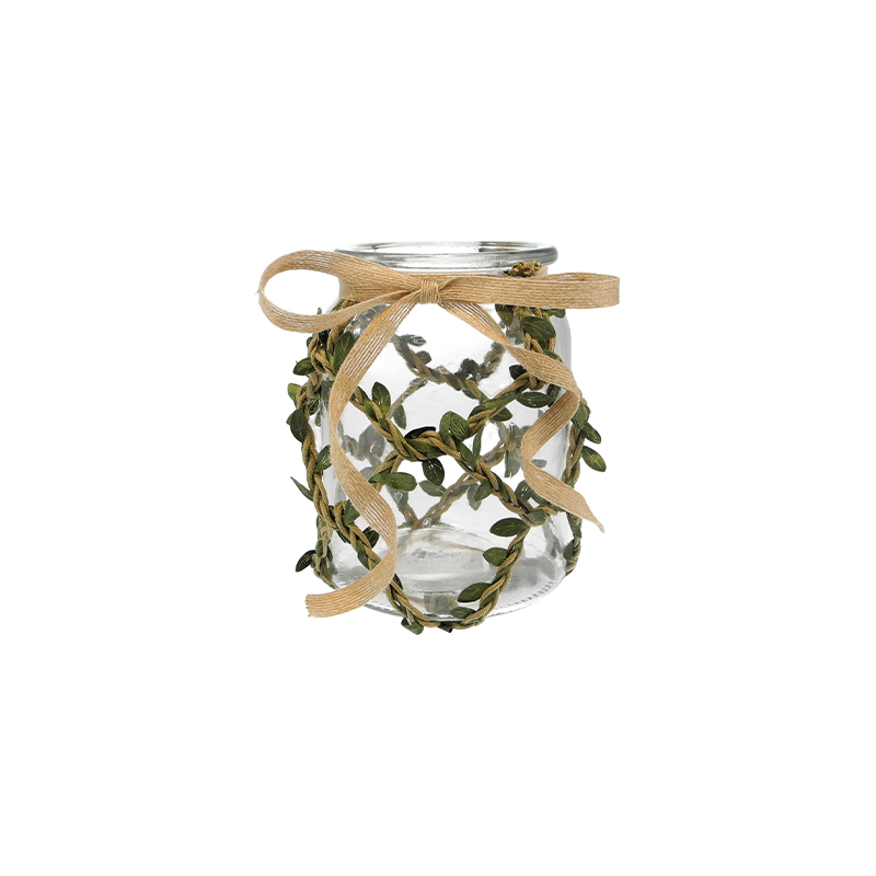 Flower-decorated Woven Glass Bottle YD-ACC-078