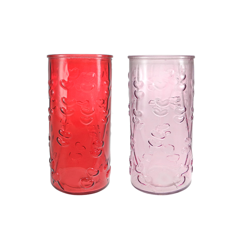 Heart-shaped Textured Spray-painted Glass Vase YD-VL-089