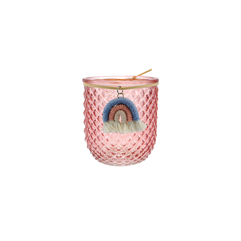 Rainbow Pendant Colored Glass Candle Cup YD-SS-162