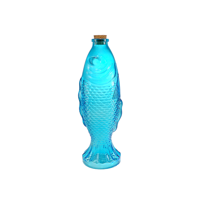 Fish-shaped Colored Glass Decorative Bottle YD-OBS-154